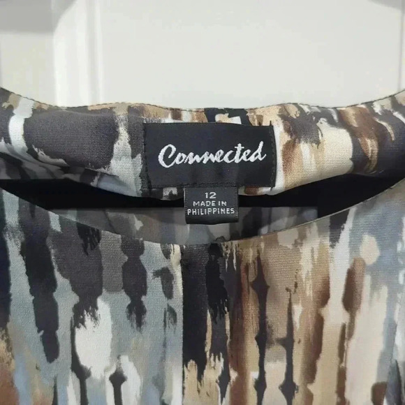 Connected Apparel Fit Flare Dress Women's Size 12 Multicolored Watercolor A-Line - Picture 5 of 12